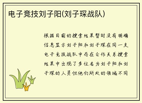 电子竞技刘子阳(刘子琛战队)
